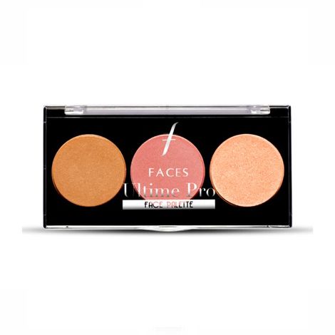 FACES CANADA Ultime Pro Face Palette - Glow 02, 12g | 3-in-1 Bronzer + Highlighter + Blush | Lightweight Long Lasting Luminous Glow | Flawless Shimmer Finish | Silky Smooth Texture | Easy To Blend