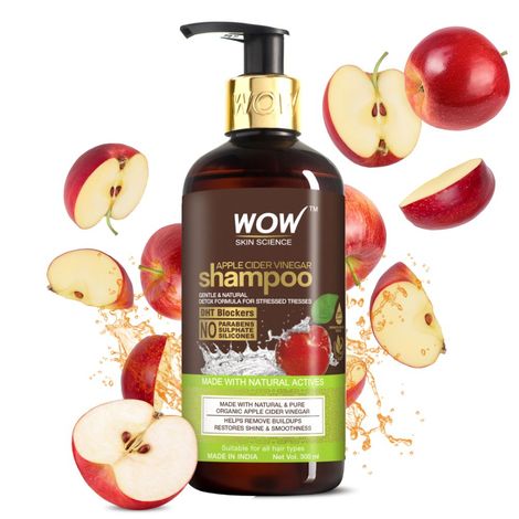 WOW Skin Science Apple Cider Vinegar Shampoo For Both Men & Women - Anti Dandruff, Mild Shampoo For Daily Use, Balances PH Level - No sulphate & Parabens, 300ml