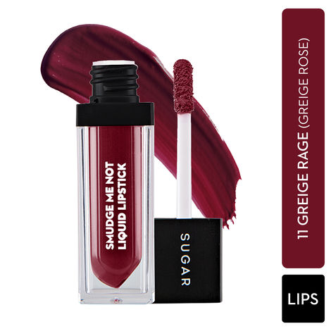 SUGAR Cosmetics - Smudge Me Not - Liquid Lipstick - 11 Greige Rage (Greige Rose) - 4.5 ml - Ultra Matte Liquid Lipstick, Transferproof and Waterproof, Lasts Up to 12 hours