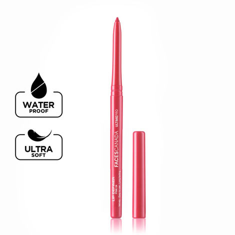 FACES CANADA Ultime Pro Lip Definer - Pink, 0.35g | Extremely Soft & Gliding | Anti-Feathering & Lightwear | High Coverage | Waterproof | Retractable Twist Format