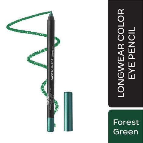 FACES CANADA Ultime Pro Longwear Eye Pencil - Forest Green, 1.2 g | 8 Hr Long Stay | Smooth One Stroke Application | Intense Color Pay Off | Soft Blendable Formula | Smudge Proof | Water Proof