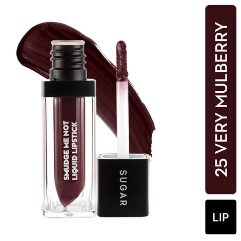 SUGAR Cosmetics - Smudge Me Not - Liquid Lipstick - 25 Very Mulberry (Deep Berry) - 4.5 ml - Ultra Matte Liquid Lipstick, Transferproof and Waterproof, Lasts Up to 12 hours