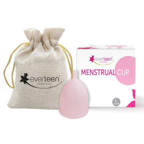 everteen Large Menstrual Cup for Periods |Odor-Free, Rash-Free, No Leakage| 12-Hour Protection | Reusable For Up To 10 Years | Medical-Grade Silicone | Free Pouch | Sanitary Cup for Feminine Hygiene - 1 Pack