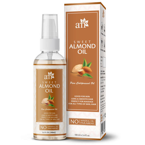 AromaMusk 100% Pure Cold Pressed Sweet Almond Oil For Massage, Skin, Under Eye & Hair (100 ml)