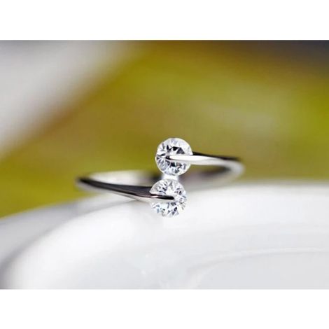 Karatcart Platinum Plated Trendy Elegant Austrian Crystal Adjustable Ring for Women