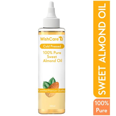 WishCare Pure Cold Pressed Sweet Almond Oil for Healthy Hair and Skin (200 ml)