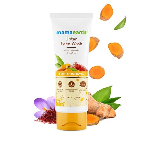 Mamaearth Ubtan Natural Face Wash For All skin type With Turmeric & Saffron For Tan Removal And Skin Brightning (100 ml)