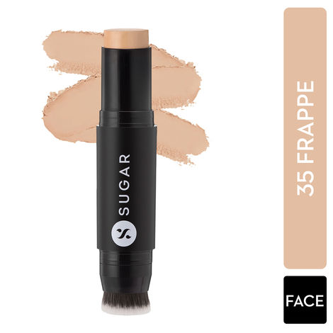 SUGAR Cosmetics - Ace Of Face - Foundation Stick - 35 Frappe (Medium Foundation with Neutral Undertone) - Waterproof, Full Coverage Foundation for Women with Inbuilt Brush