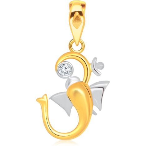 Srikara Alloy Gold Plated CZ AD Om Fashion Jewellery Pendant with Chain SKP1554G
