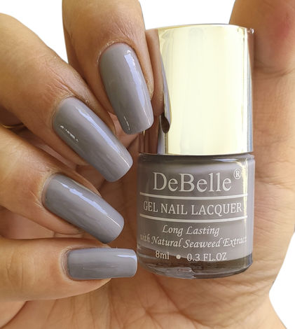 DeBelle Gel Nail Lacquer Creme Sombre Grey - Pastel Grey, (8 ml)