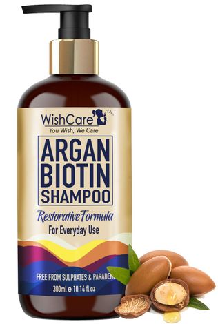 WishCare Argan Biotin Shampoo - Restorative Formula for Everyday Use - Free from Sulphates & Parabens (300 ml)