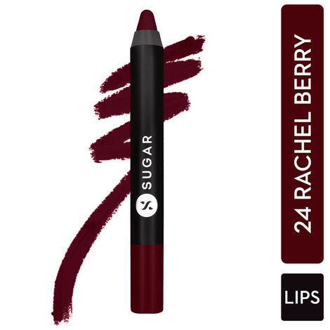 SUGAR Cosmetics Matte As Hell Crayon Lipstick - 24 Rachel Berry (Deep Berry)