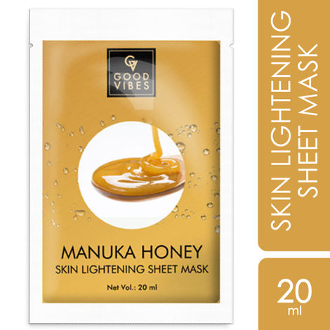Good Vibes Manuka Honey Skin Lightening Sheet Mask | Antioxidants, Hydrating, Soothing | No Animal Testing (20 ml)