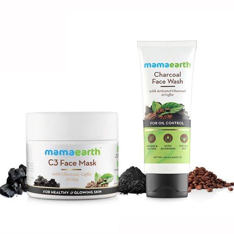 Mamaearth Charcoal Secrets C3 Face Mask 100ml Charcoal Face Wash 100 ml With Charcoal Coffee