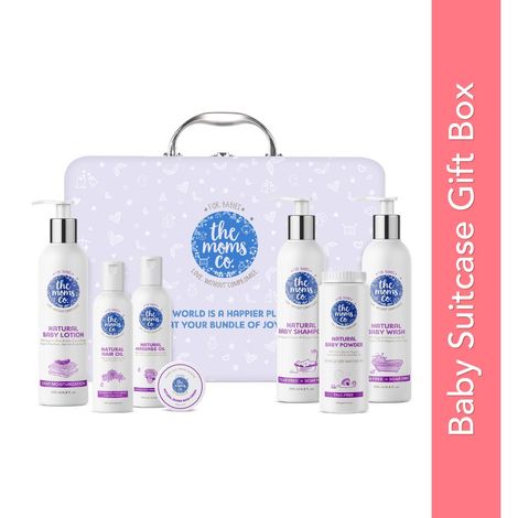The Moms Co. Everything for Baby with Suitcase Gift Box and 7 Skin and Hair Care New born Baby Gifts|Baby gift set for new born | Baby shower gift | New born baby gifts