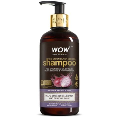 WOW Skin Science Onion Shampoo for Helps Strengthen, Soften And Restore Shine - With Red Onion Seed Oil Extract, Black Seed Oil & Pro-Vitamin B5 - 300 ml