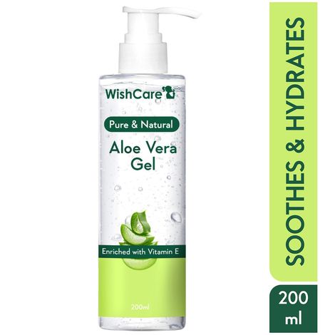 WishCare Pure & Natural Aloe Vera Gel - 200 Ml - Enriched With Vitamin E - Multipurpose Gel for Skin and Hair
