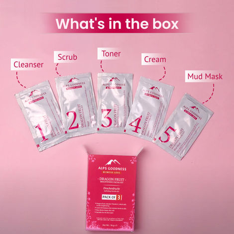 Buy Alps Goodness Dragon Fruit Brightening Facial Kit - Pack of 3