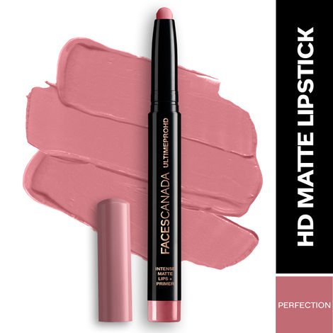 FACES CANADA Ultime Pro HD Intense Matte Lipstick + Primer - Perfection, 1.4g | 9HR Long Stay | Feather-Light Comfort | Intense Color | Smooth Glide