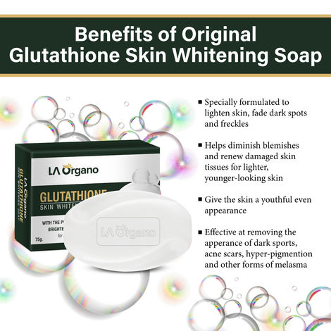 LA Organo Glutathione Skin Whitening Soap For Brightening Whitening Pack of 6 Each 75 g