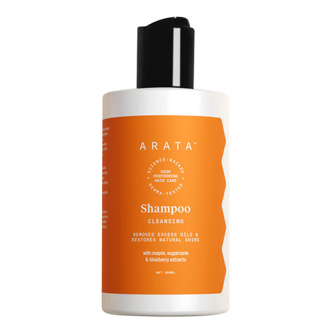 Arata Natural Oil Control Cleansing Shampoo (300 ML) | With Maple, Sugarcane & Blueberry Extracts | All-Natural, Vegan & Cruelty-Free | Removes Excess Oil & Restores Natural Shine | For Women & Men