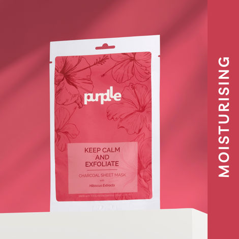 Purplle Exfoliating Charcoal Sheet Mask with Hibiscus Extracts | All Skin Types | Brightening | Boosts Collagen | Moisturising | Anti-acne (20 ml)