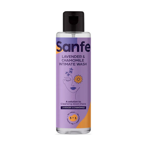 Sanfe Natural Intimate Wash, 3 In 1 - No Odour, No Itching, No Irritation (Lavender and Chamomile) (100ML Wash) | Feminine Wash | Intimate Hygiene | Dermatologically Tested | Chemical Free (Multicolor)