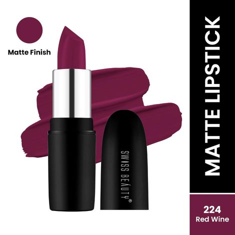 Swiss Beauty Pure Matte Lipstick - Red-Wine (3.8 g)