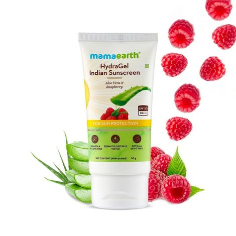 Mamaearth Hydragel Indian Sunscreen Spf 50, With Aloe Vera & Raspberry, For Sun Protection (50 g)