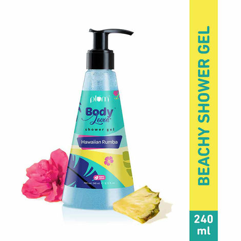 Plum BodyLovin' Hawaiian Rumba Shower Gel | SLS-Free Body Wash For Women & Men | Fresh Beachy Fragrance for Soft & Smooth Skin | Aloe-Infused Nourishing Body Cleanser For All Skin Types (240 ml)