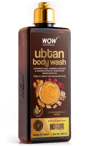 WOW Skin Science Ubtan Body Wash Helps to refresh and rejuvenate body - With Chickpea Flour, Almond, Safron & Turmeric Extract - 250 ml