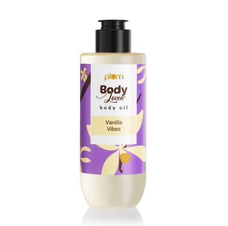 Plum BodyLovin' Vanilla Vibes Body Oil | Intense Moisture & Instant Glow | Long Lasting Warm Vanilla Fragrance | Non-Greasy & Lightweight | Soft & Nourished Skin | For Dry To Very Dry Skin (200 ml)