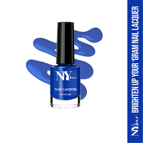 NY Bae Brighten Up Your 'Gram Nail Lacquer - Neon Blue 2 (6 ml) | Blue | Glossy Finish | High Colour Payoff | Chip Resistant | Long lasting | One Swipe Application | Cruelty Free