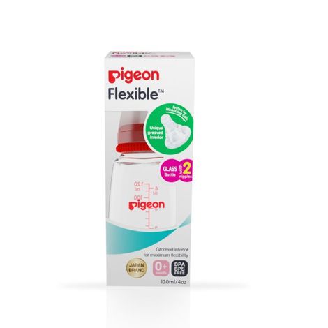 Pigeon Glass Feeding Bottle (120 ml) Red With Add Nipple S