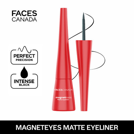 FACES CANADA Magneteyes Eyeliner - Black, 4.5ml | Intense Matte Finish | Quick Drying | 24HR Long Lasting | Fine Tip For Precise Smooth Application | Almond Oil Enriched | Waterproof | Smudgeproof