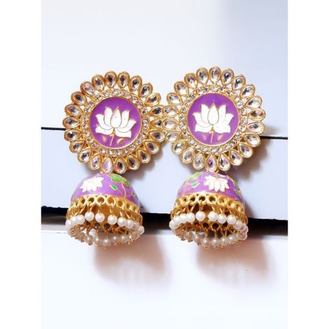Buy Crunchy Fashion Traditional Gold Plated Purple Jhumka Jhumki