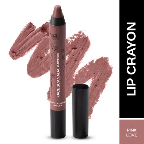 FACES CANADA Ultime Pro Matte Lip Crayon - Pink Love, 2.8g | Long Stay | Smooth Creamy Matte Texture | One Stroke Intense Color | Chamomile & Cocoa Butter Enriched