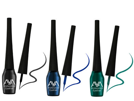 AYA Waterproof Eyeliner, Set of 3 (Black, Blue, Green)