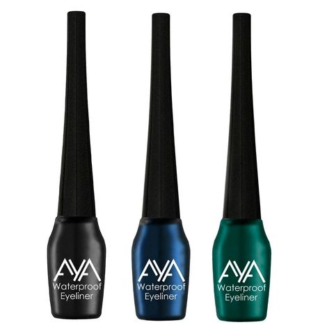 AYA Waterproof Eyeliner, Set of 3 (Black, Blue, Green)