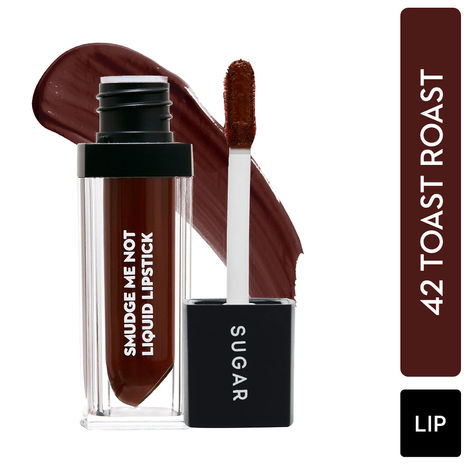 SUGAR Cosmetics Smudge Me Not Liquid Lipstick - 42 Toast Roast (Deep Reddish Brown)