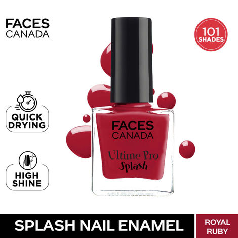 FACES CANADA Ultime Pro Splash Nail Enamel - Royal Ruby 24 (8ml) | Quick Drying | Glossy Finish | Long Lasting | No Chip Formula | High Shine Nail Polish For Women | No Harmful Chemicals