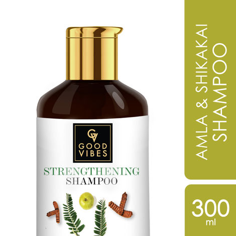 Good Vibes Amla Shikakai Strengthening Shampoo | With Neem | Hair Growth, Shine | No Parabens, No Animal Testing (300 ml)