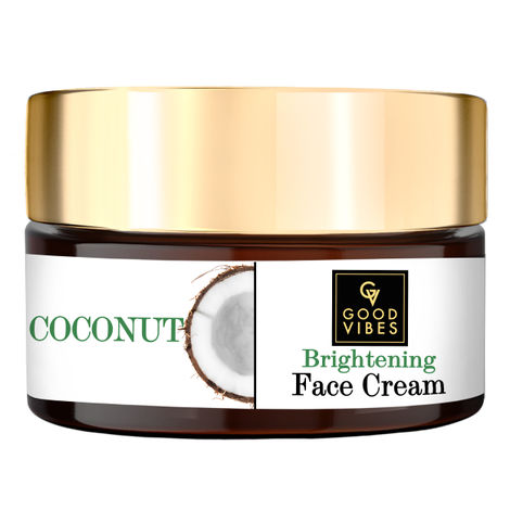 Good Vibes Coconut Brightening Face Cream | Moisturizing, Provides Glow | No Parabens, No Sulphates, No Mineral Oil, No Animal Testing (100 g)