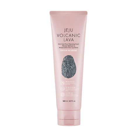 The Face Shop The Faceshop Jeju Volcanic Lava Scrub Foam Gentle Exfoliator for Tan Removal, Whiteheads and Blackheads |for Normal to Oily Skin,140ml