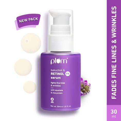 Plum 1% Retinol Anti-Aging Face Serum With Bakuchiol, Reduces Fine Lines & Wrinkles, Boosts Collagen 30ml