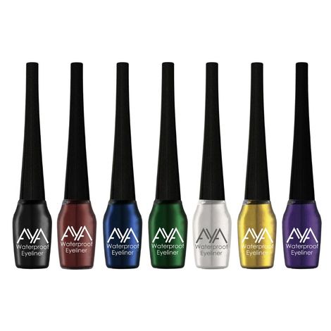 AYA Waterproof Eyeliner, Set of 8 (Black, Brown, Blue, Green, Silver, Golden, Purple, White)