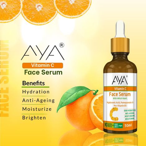 AYA Vitamin C Face Serum (50 ml) | For Skin Hydration, Anti-Ageing, Moisturizing and Brightening | No Paraben, No Silicone, No Mineral Oil