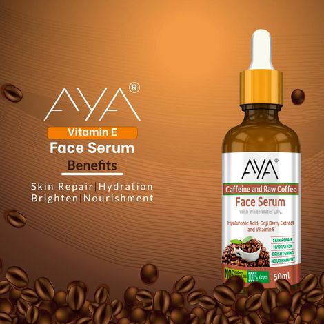 AYA Coffee Face Serum (50 ml) | For Skin Repair, Hydration, Brightening and Nourishment | No Paraben, No Silicone, No Mineral Oil