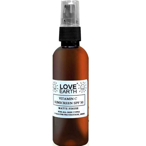 Love Earth Vitamin C Sunscreen SPF-50 For Sun's UVA, UVB Ray Protection With Vitamin C & Essential Oils For All Skin Types 100ml