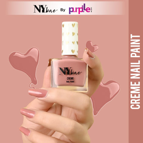 NY Bae Creme Nail Paint - Strawberry Peach (10 ml) | Nude | Rich Pigment | Chip-proof | Full Coverage | Travel Friendly | Vegan